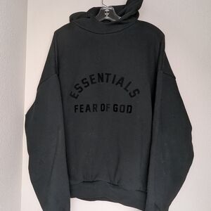 Essentials Fear of God Black Sweatshirt Mens Small Jet Black Hoodie Top A2